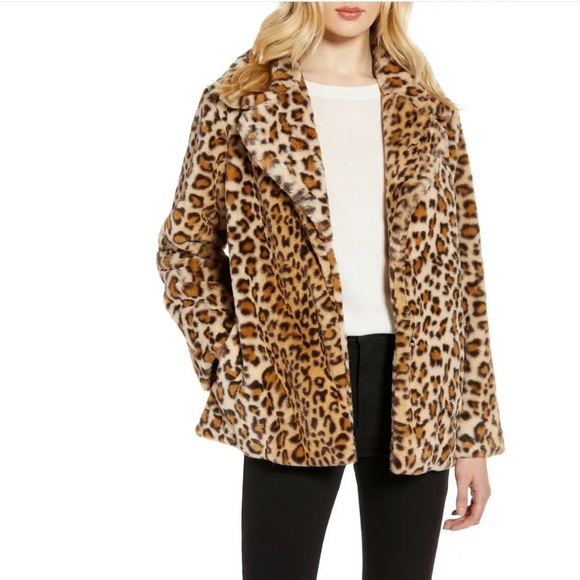 Halogen Leopard Print Faux Fur Coat - XS/S - Picture 2 of 16